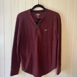 Hollister henley long sleeve burgundy